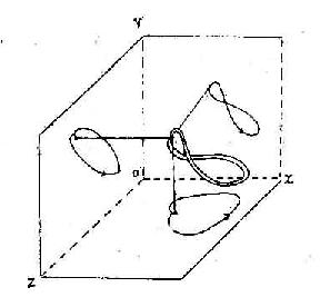 空间心电向量环在额面、横面及侧面上的投影模型示意图